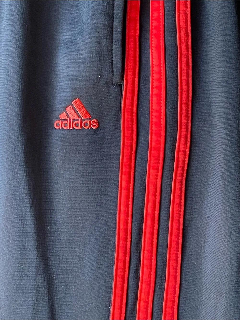 adidas Black Sweatpants with Red Side Stripes Men’s Large